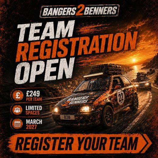 Bangers 2 Benners Team Registration Poster